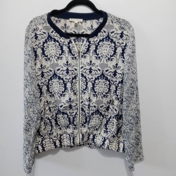 Hem & Thread Paisley Print Zip Up Jacket Size Medium - Picture 2 of 8